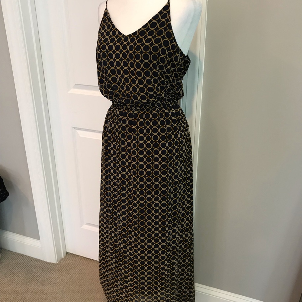 Banana Republic Navy and gold maxi dress